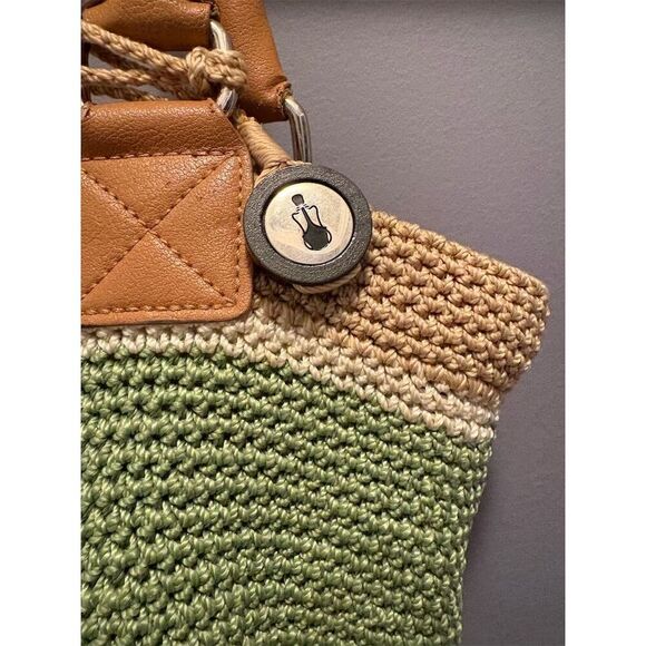 The Sak Women's Green Tan Crochet Shoulder Bag Tote - Picture 2 of 11